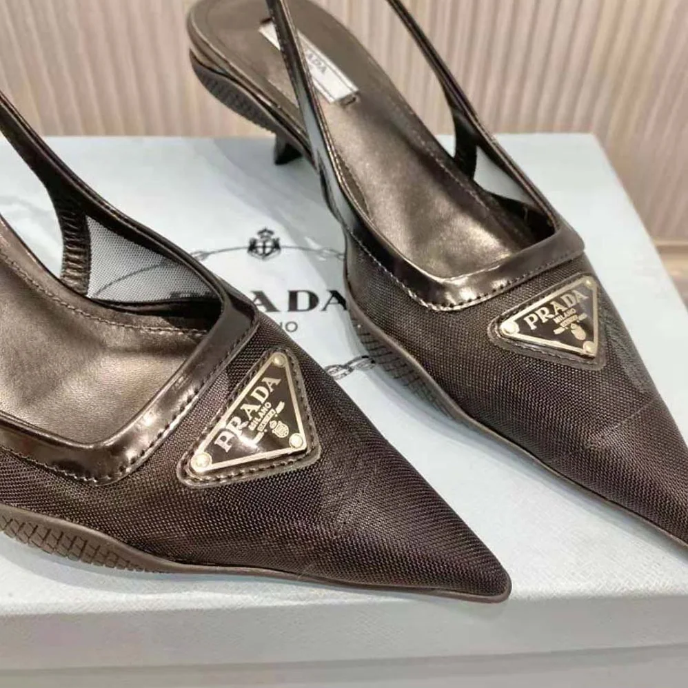 Prada Mesh Fabric Slingback Pumps for Women in Black