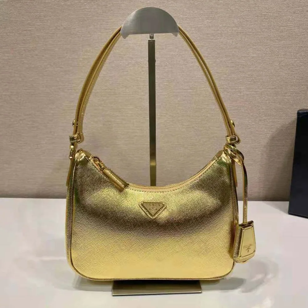 Prada Saffiano Leather Mini Bag for Women in Gold Prada Saffiano Leather Mini Bag for Women in Gold