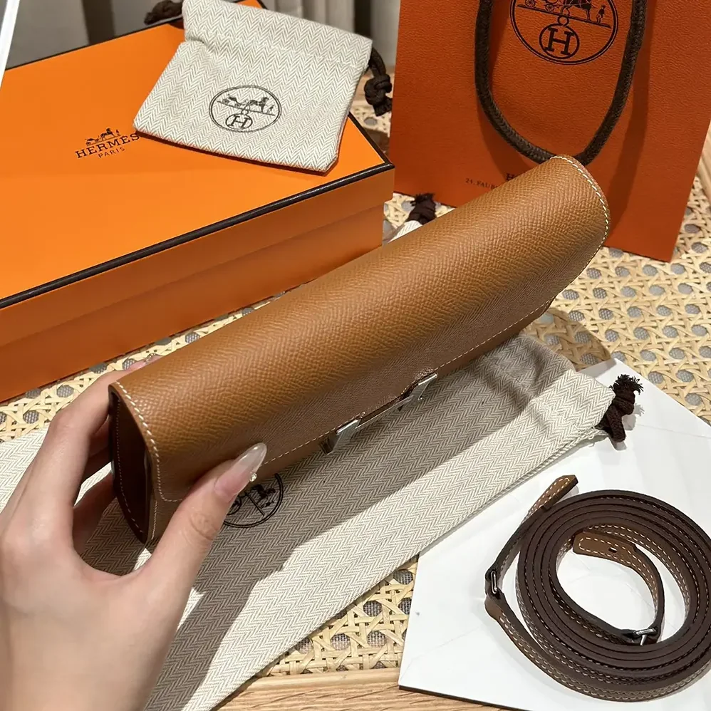 Hermes Constance Long To Go in Epsom Leather for Women in Brown/Silver