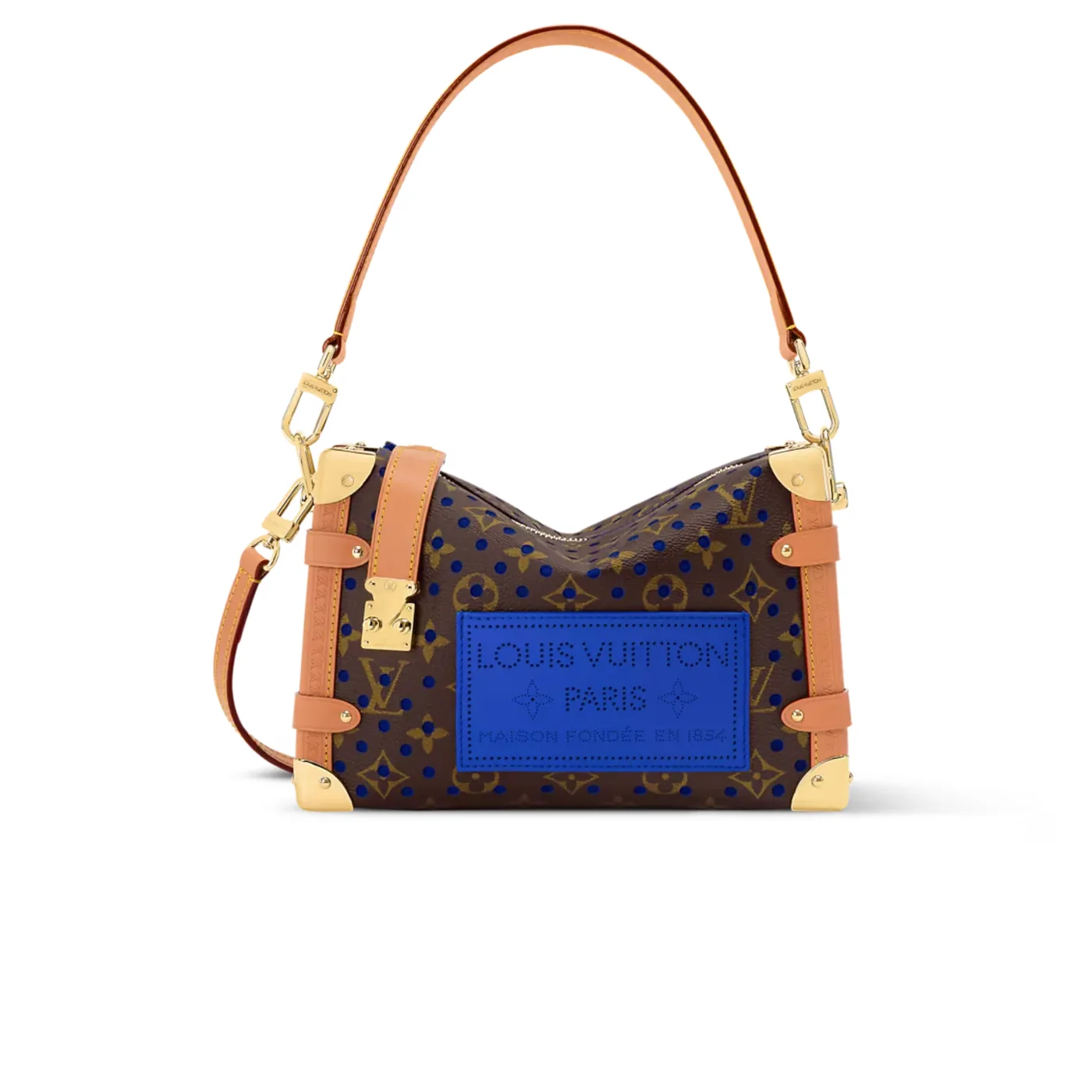 Louis Vuitton Side Trunk MM Shoulder Bag / Neon Wave Blue Gold Hardware