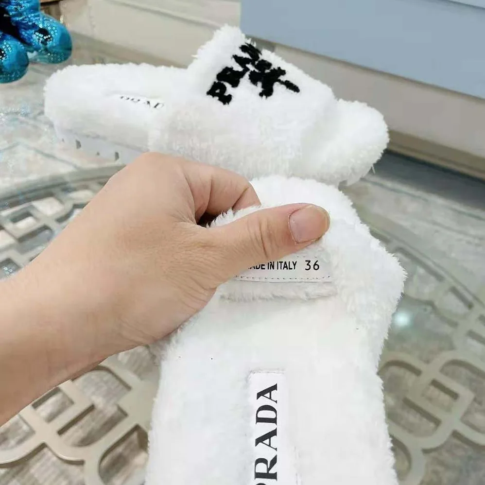 Prada Terry Cloth Slides for Women in White