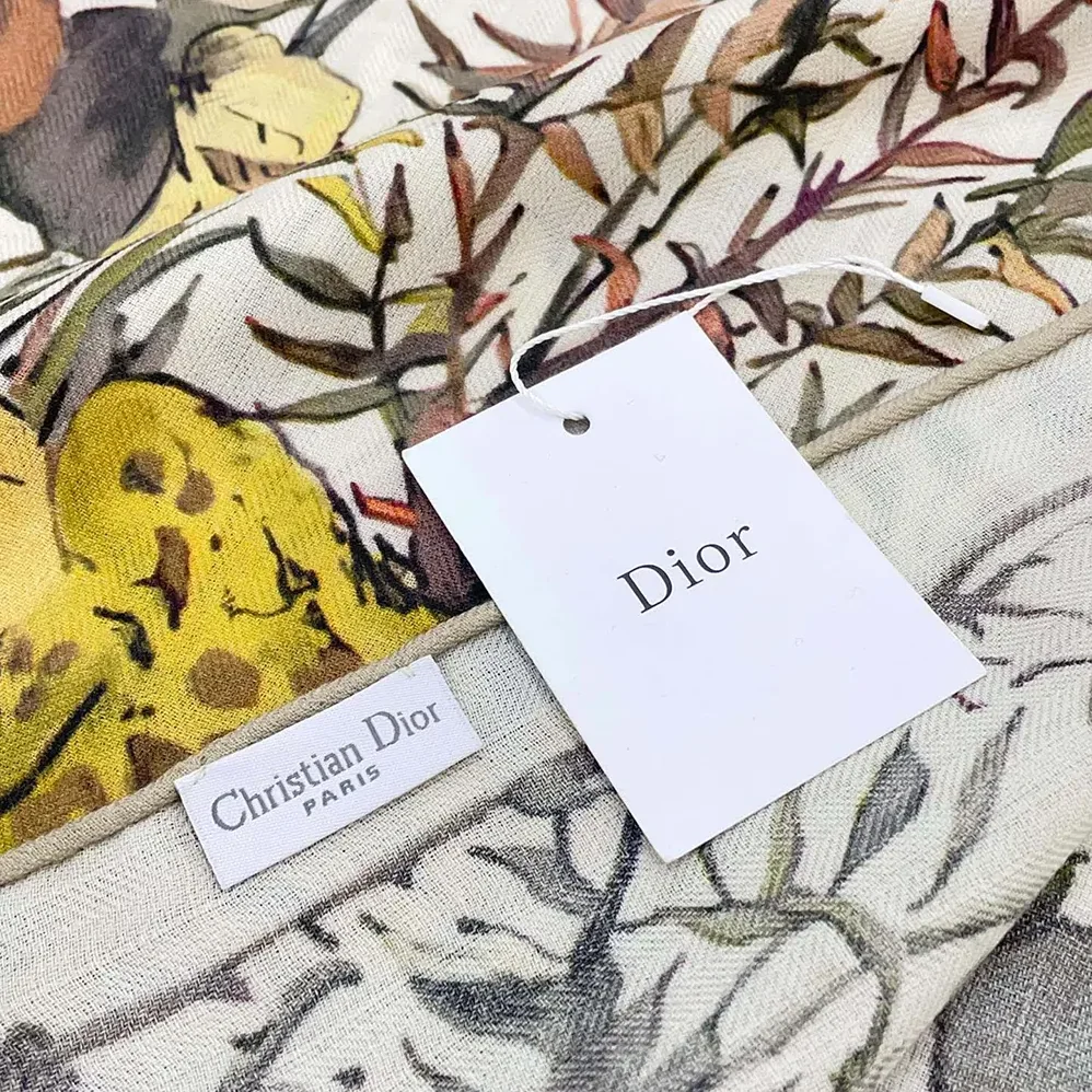 Dior Dior 4 Saisons Automne Soleil 90 Square Scarf Ecru Multicolor Silk Twill for Unisex