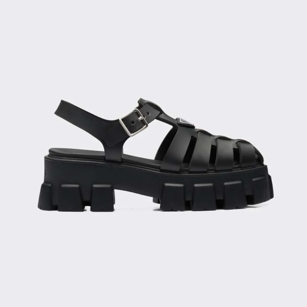 Prada Foam Rubber Sandals in 55 mm Heel Height for Women in Black