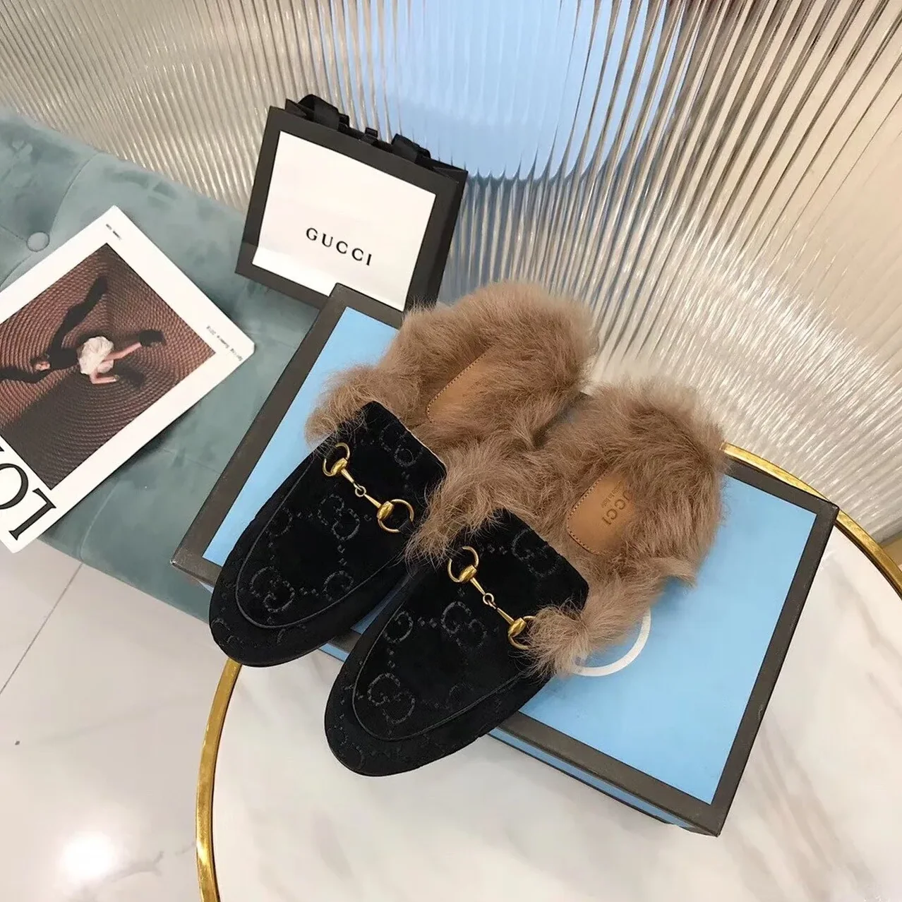 Gucci Princetown Slipper Mules By Velvet Black for Women Gucci Princetown Slipper Mules By Velvet Black for Women