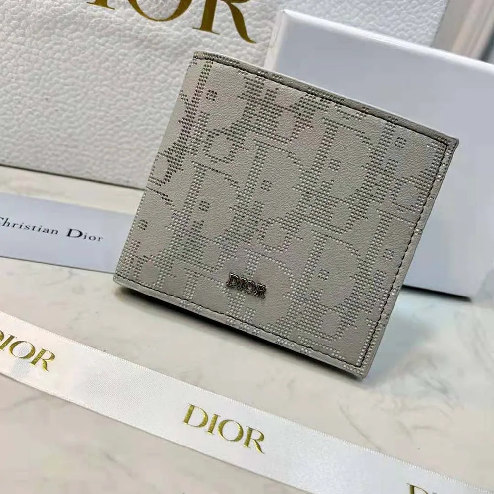 Dior Wallet Gray Dior Oblique Galaxy Leather for Men Dior Wallet Gray Dior Oblique Galaxy Leather for Men
