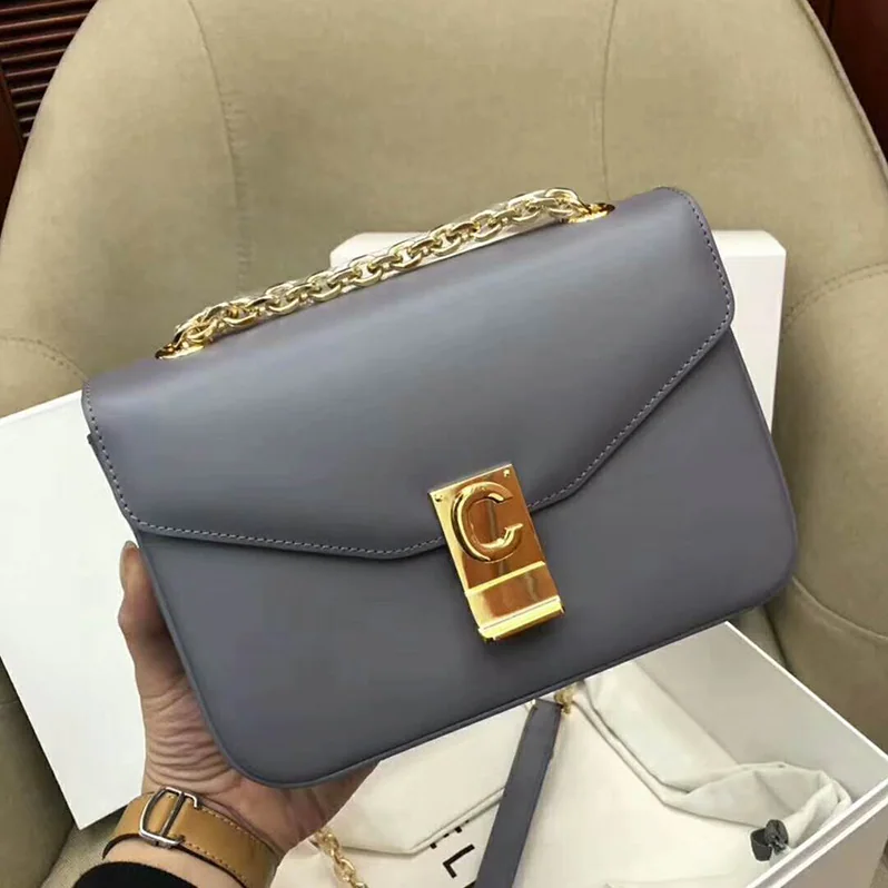 Celine Medium C Bag in Shiny Calfskin for Women in Silver