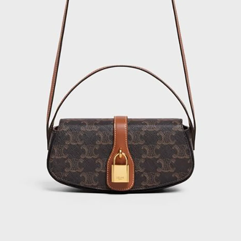 Celine Clutch on Strap in Triomphe Canvas and Calfskin for Women