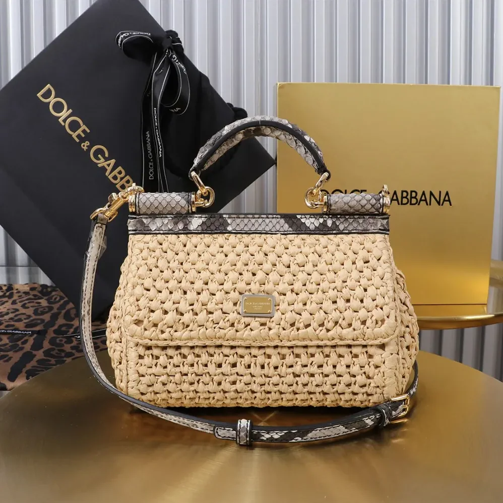 Dolce Gabbana D&G Mini Sicily Handbag in Crochet Raffia for Women