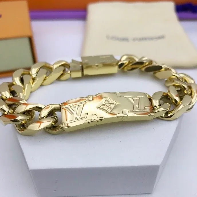 Louis Vuitton Monogram Chain Bracelet Gold Hardware