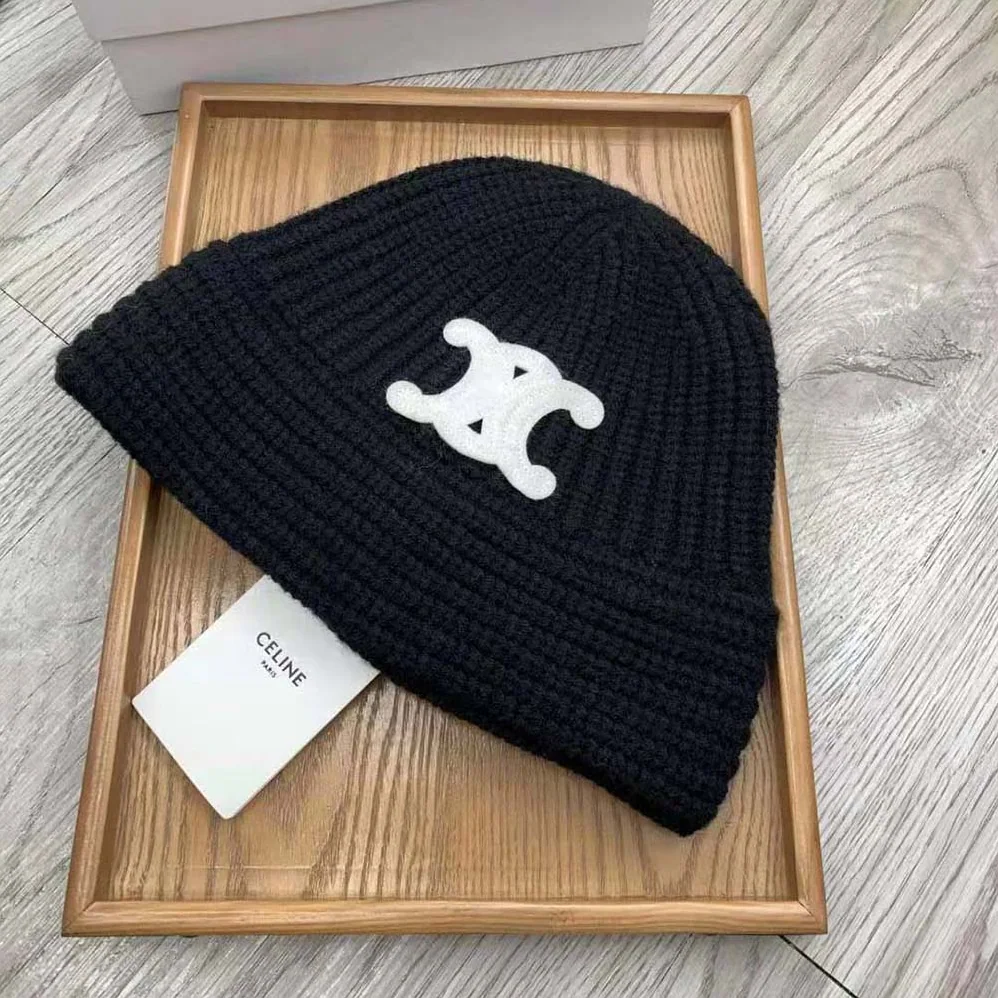 Celine Cloche Bucket Hat in Seamless Cashmere for Unisex in Black