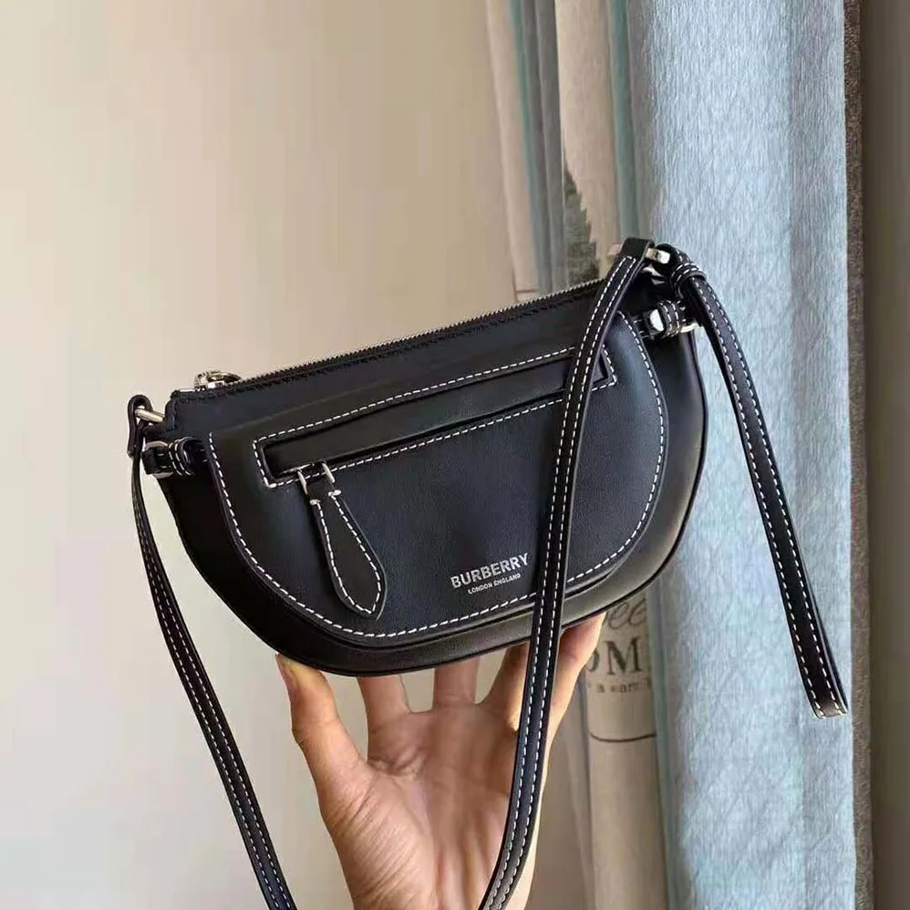 Burberry Mini Leather Double Olympia Bag for Women in Black Burberry Mini Leather Double Olympia Bag for Women in Black