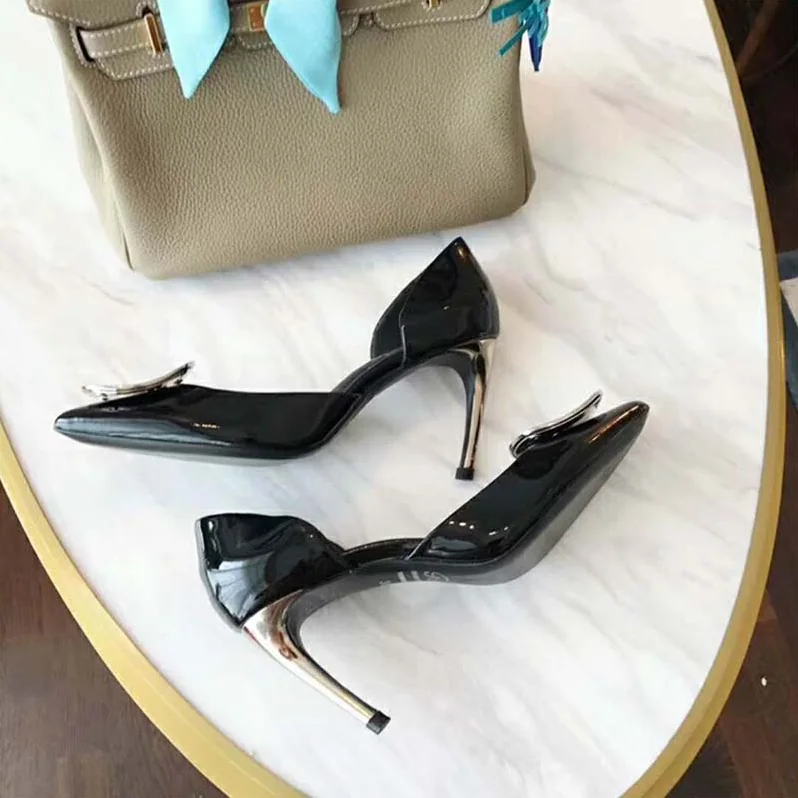 Roger Vivier Dorsay Sexy Choc Chips Pumps Patent 85mm Heel for Women Roger Vivier Dorsay Sexy Choc Chips Pumps Patent 85mm Heel for Women