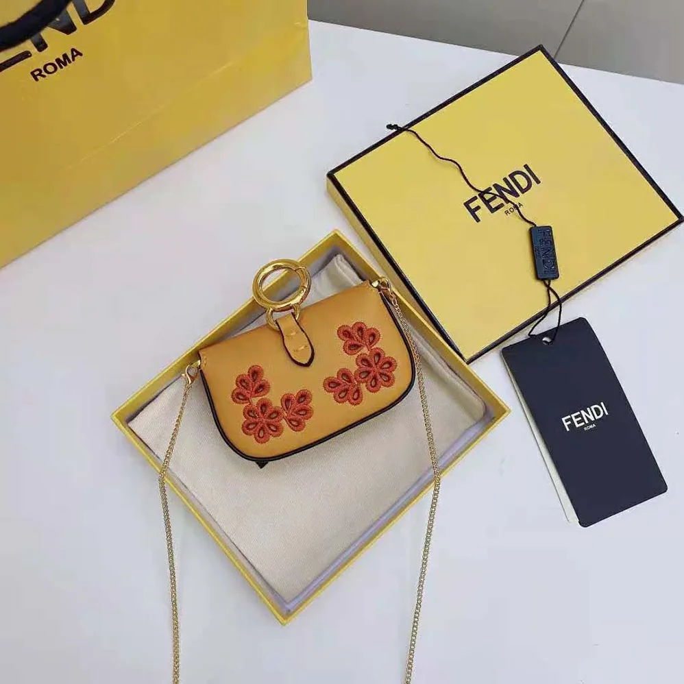 Fendi Nano Baguette Charm Orange Nappa Leather for Women