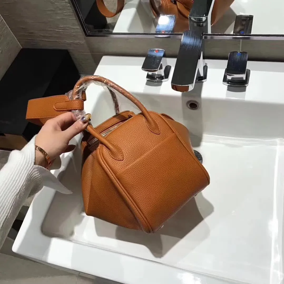 Hermes Lindy 30 Top Flap Leather Bag with Strap in Brown
