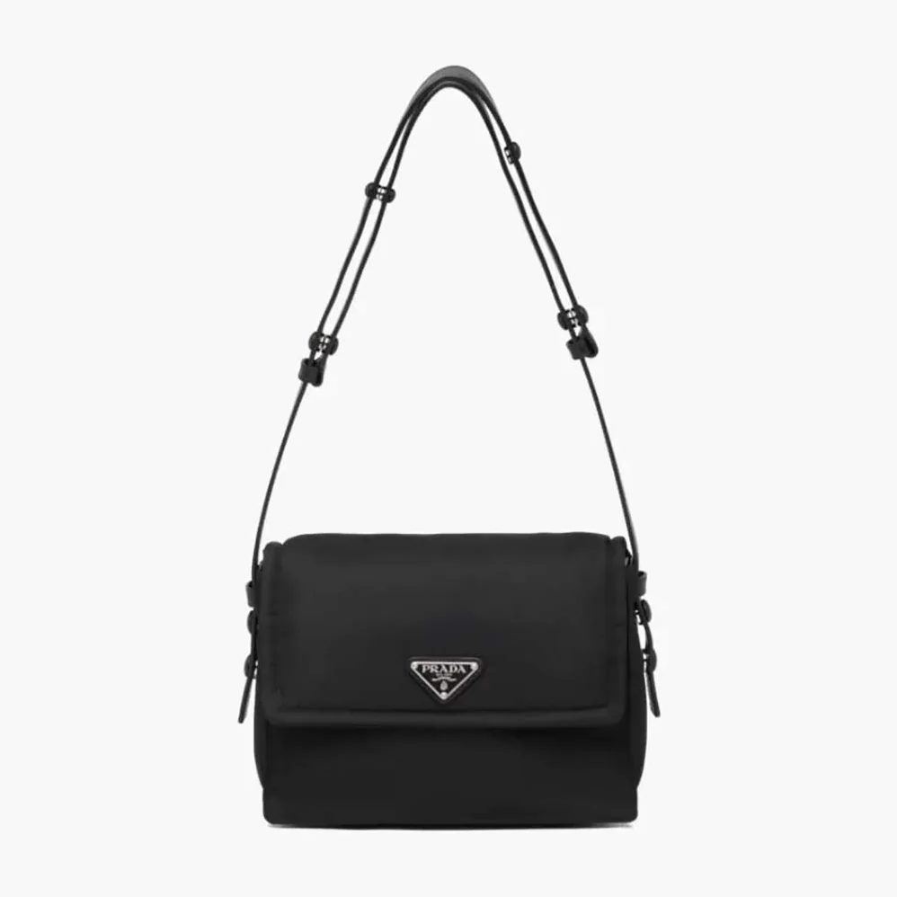 Prada Small Padded Re-Nylon Shoulder Bag for Women in Black