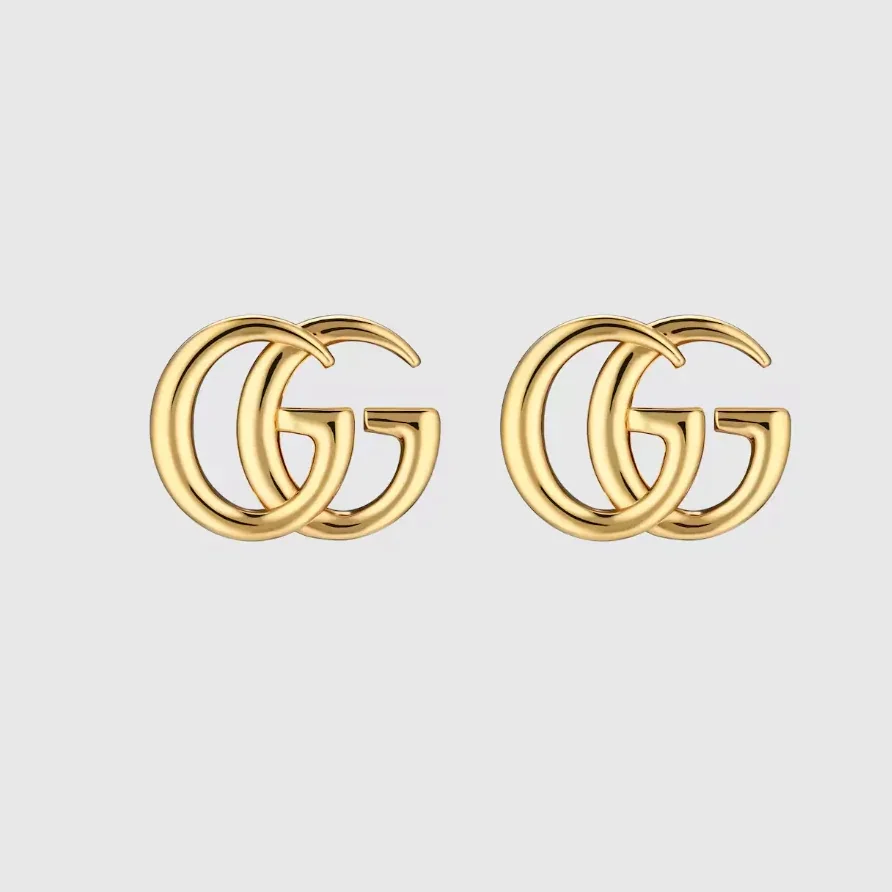Gucci Marmont Stud Earrings Gold Hardware