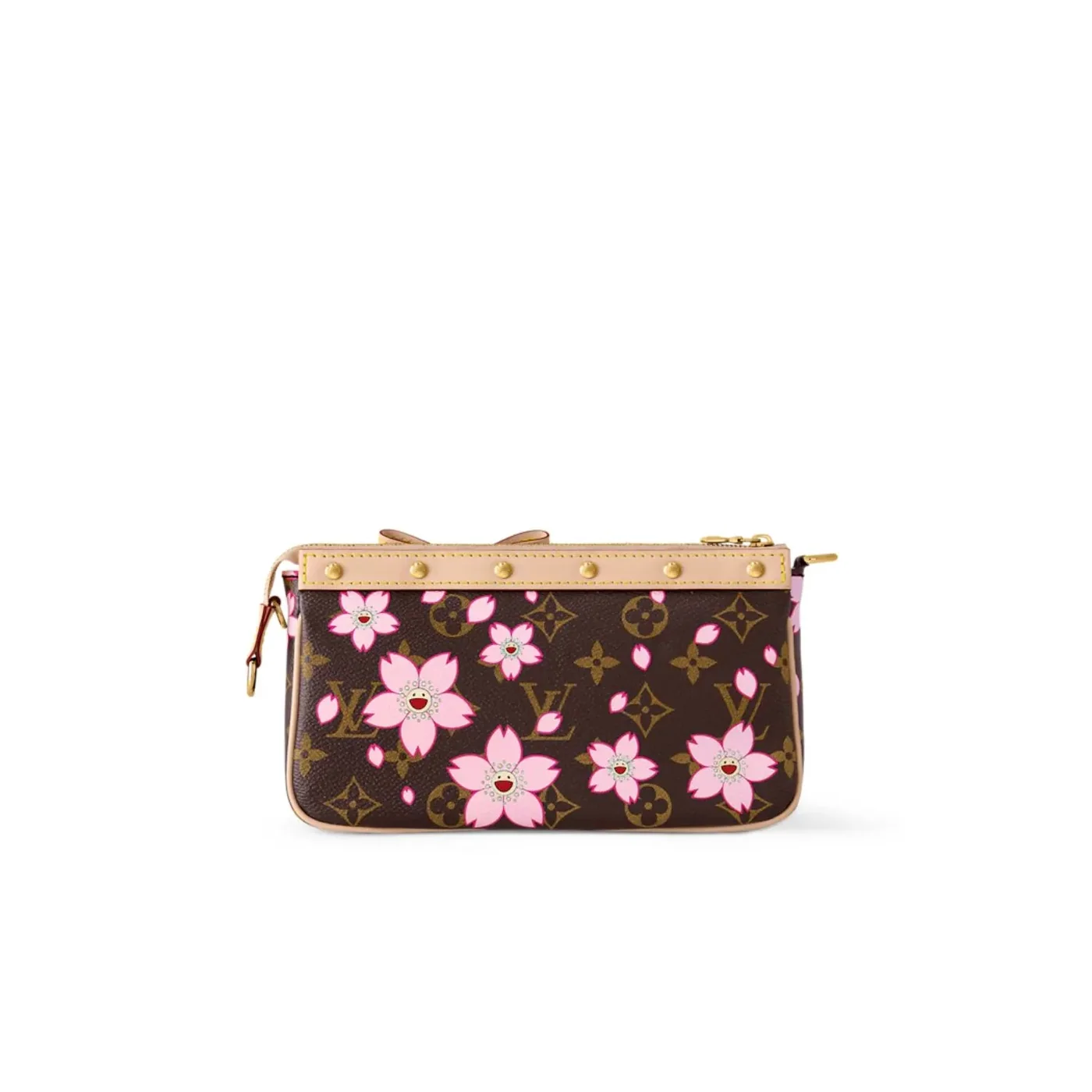 Louis Vuitton LV x Murakami Pochette Accessoires Shoulder Bag in Sakura Brown Gold Hardware Louis Vuitton LV x Murakami Pochette Accessoires Shoulder Bag in Sakura Brown Gold Hardware