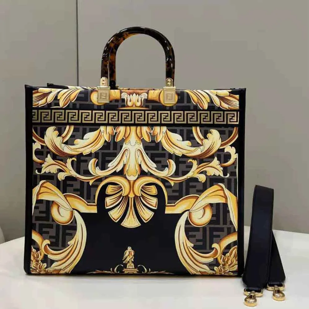 Fendi Sunshine Medium Fendace Printed FF Leather Shopper for Women Fendi Sunshine Medium Fendace Printed FF Leather Shopper for Women