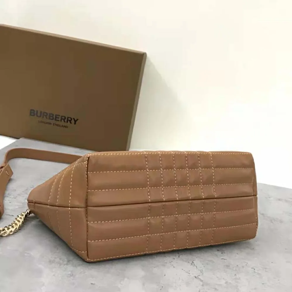 Burberry Small Quilted Lambskin Soft Lola Bag for Women in Brown