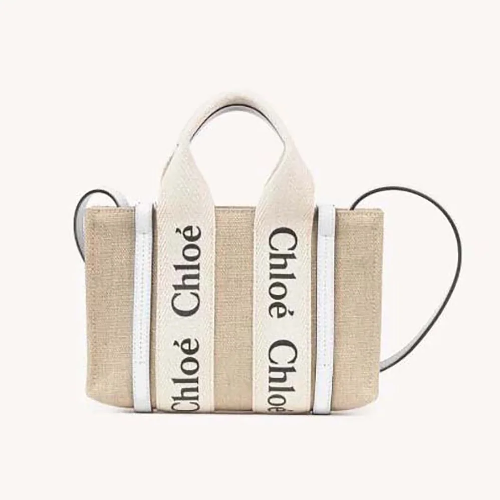 Chloe Mini Woody Tote Bag for Women in White