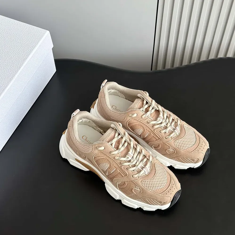 Dior Chrono Sneaker Nude Mesh and Suede Calfskin for Unisex Dior Chrono Sneaker Nude Mesh and Suede Calfskin for Unisex