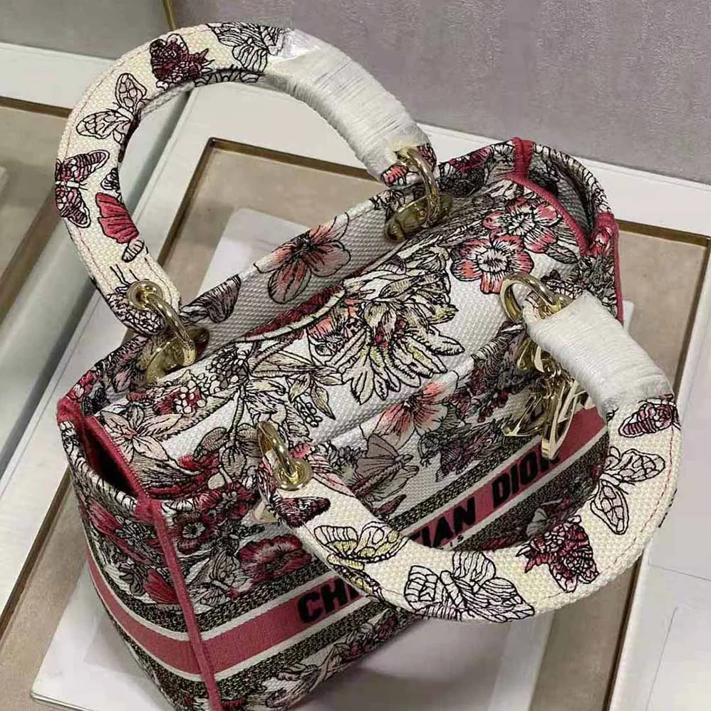 Dior Medium Lady D-lite Bag Multicolor Butterfly Embroidery for Women Dior Medium Lady D-lite Bag Multicolor Butterfly Embroidery for Women