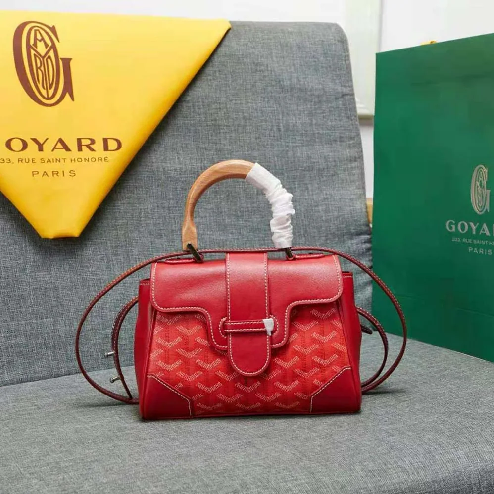 Goyard Sac Saïgon Souple Mini in Toile Goyardine & Chevroches Calfskin for Women in Red