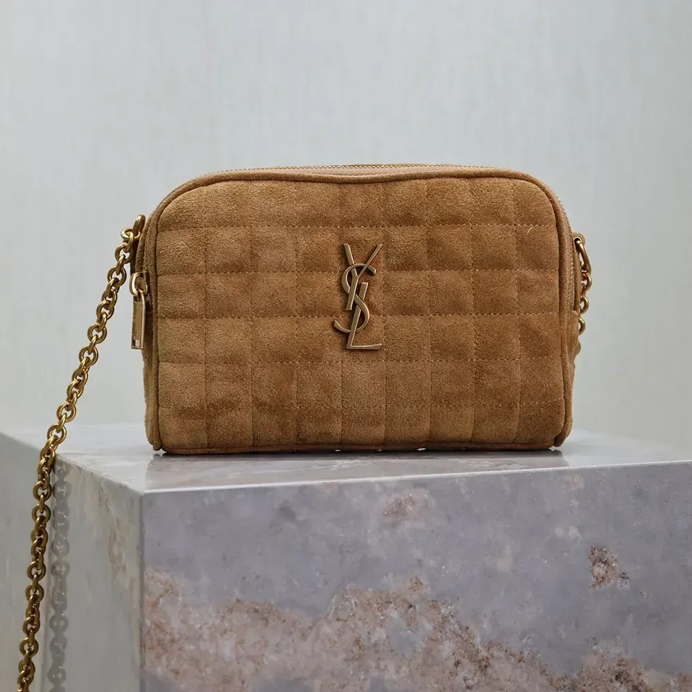 Saint Laurent YSL Cassandre Matelassé Carré Camera Bag in Suede for Women