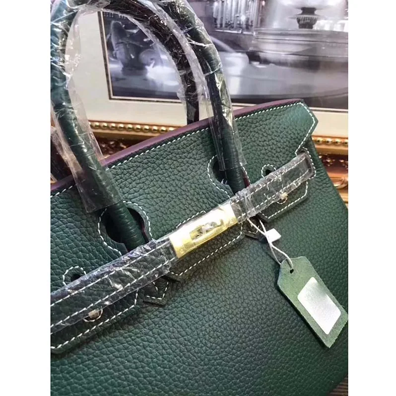 Hermes Birkin 25 Bag in Togo Leather with Silver Hardware in Green Hermes Birkin 25 Bag in Togo Leather with Silver Hardware in Green