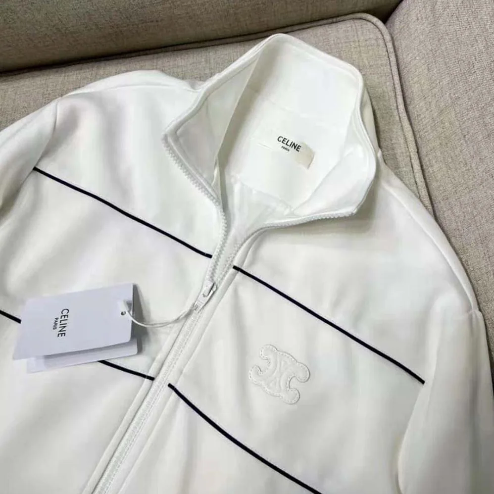 Celine Tracksuit Jacket in Double Face Jersey for Women in White