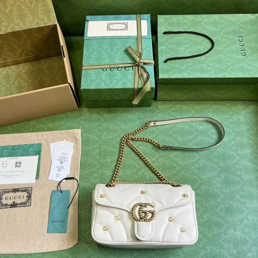 Gucci Marmont Matelasse Mini Shoulder Bag in White Gold Hardware Gucci Marmont Matelasse Mini Shoulder Bag in White Gold Hardware