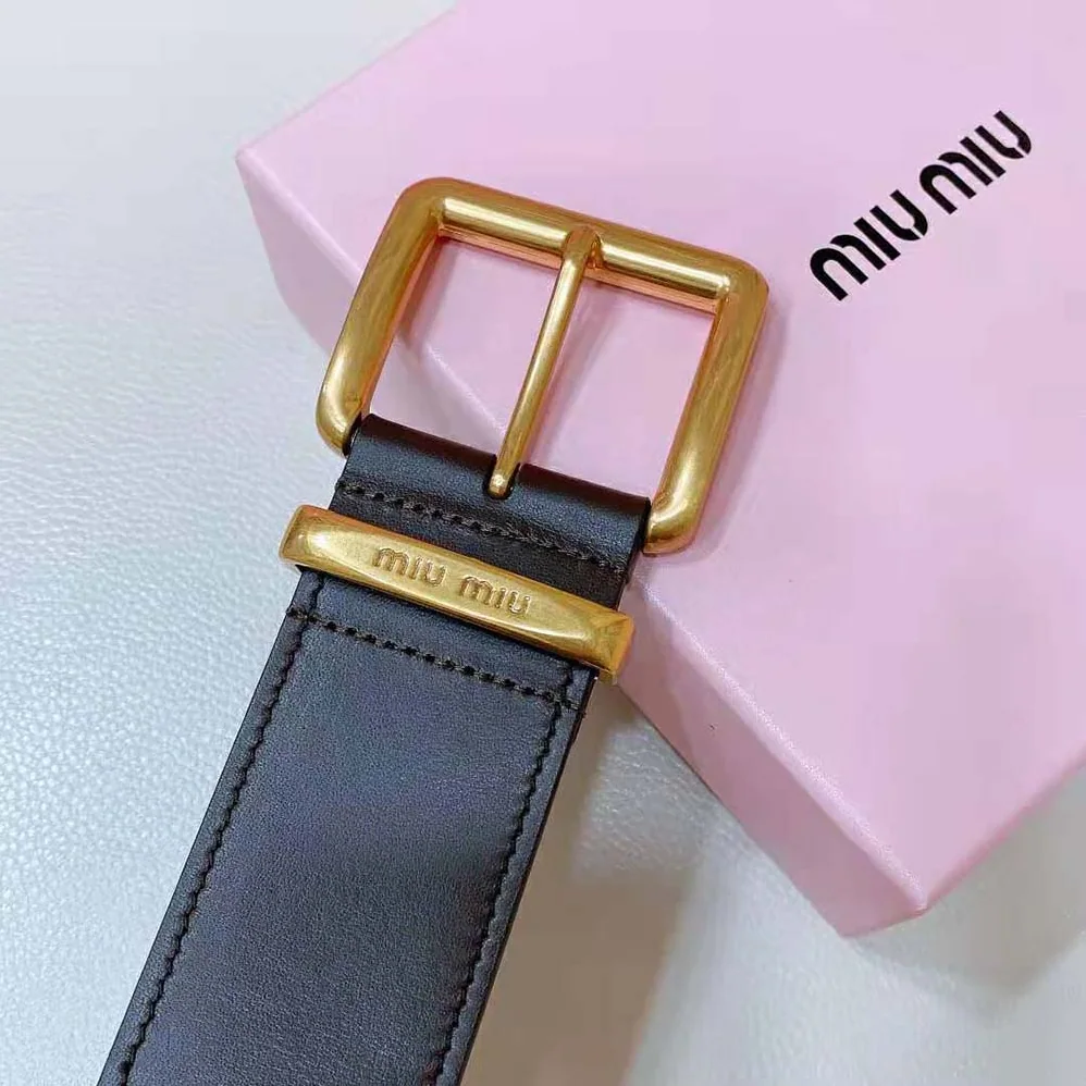 Miu Miu Leather Belt-Chocolate 5CC589_2E6Y_F0038 for Women Miu Miu Leather Belt-Chocolate 5CC589_2E6Y_F0038 for Women