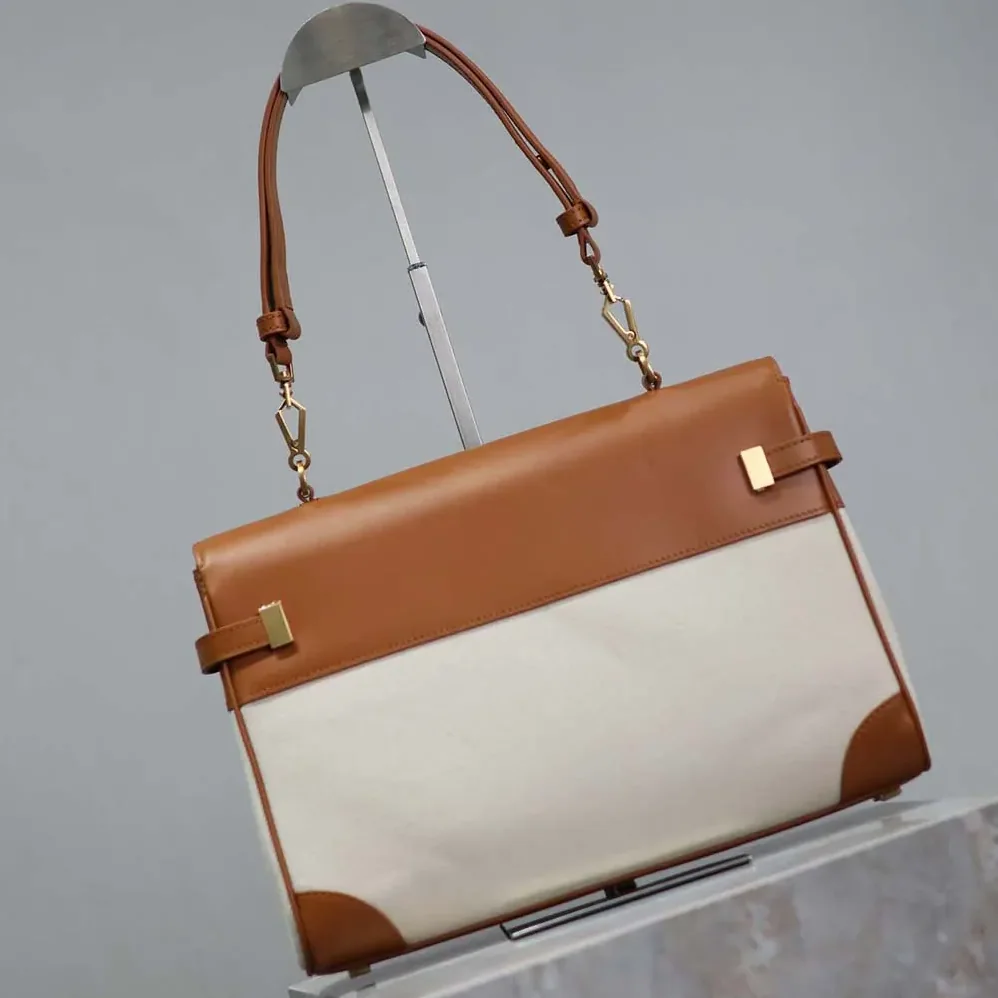 Saint Laurent YSL Manhattan Top Handle in Canvas and Leather for Women