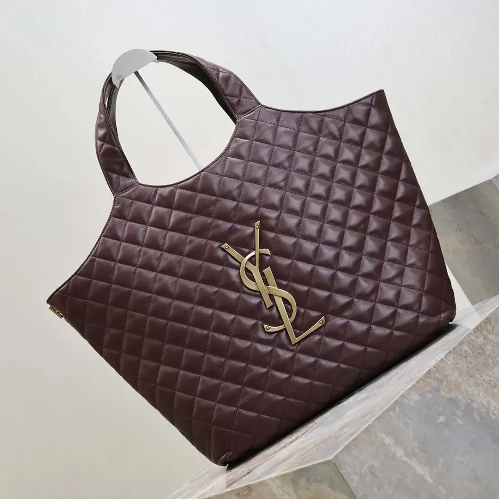 Saint Laurent YSL Large Icare In Quilted Nappa Lambskin for Women in Maroon Saint Laurent YSL Large Icare In Quilted Nappa Lambskin for Women in Maroon