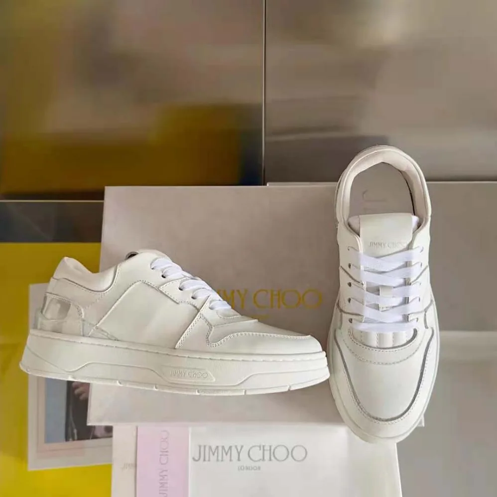 Jimmy Choo Florent/F White and Peacock Mix Leather Trainers for Women