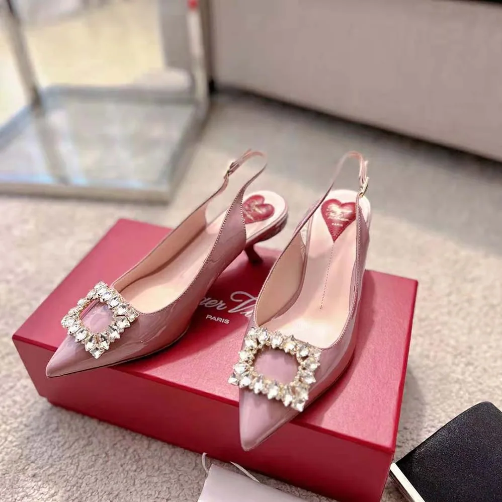 Roger Vivier Virgule Strass Buckle Slingback Pumps in Patent Leather for Women