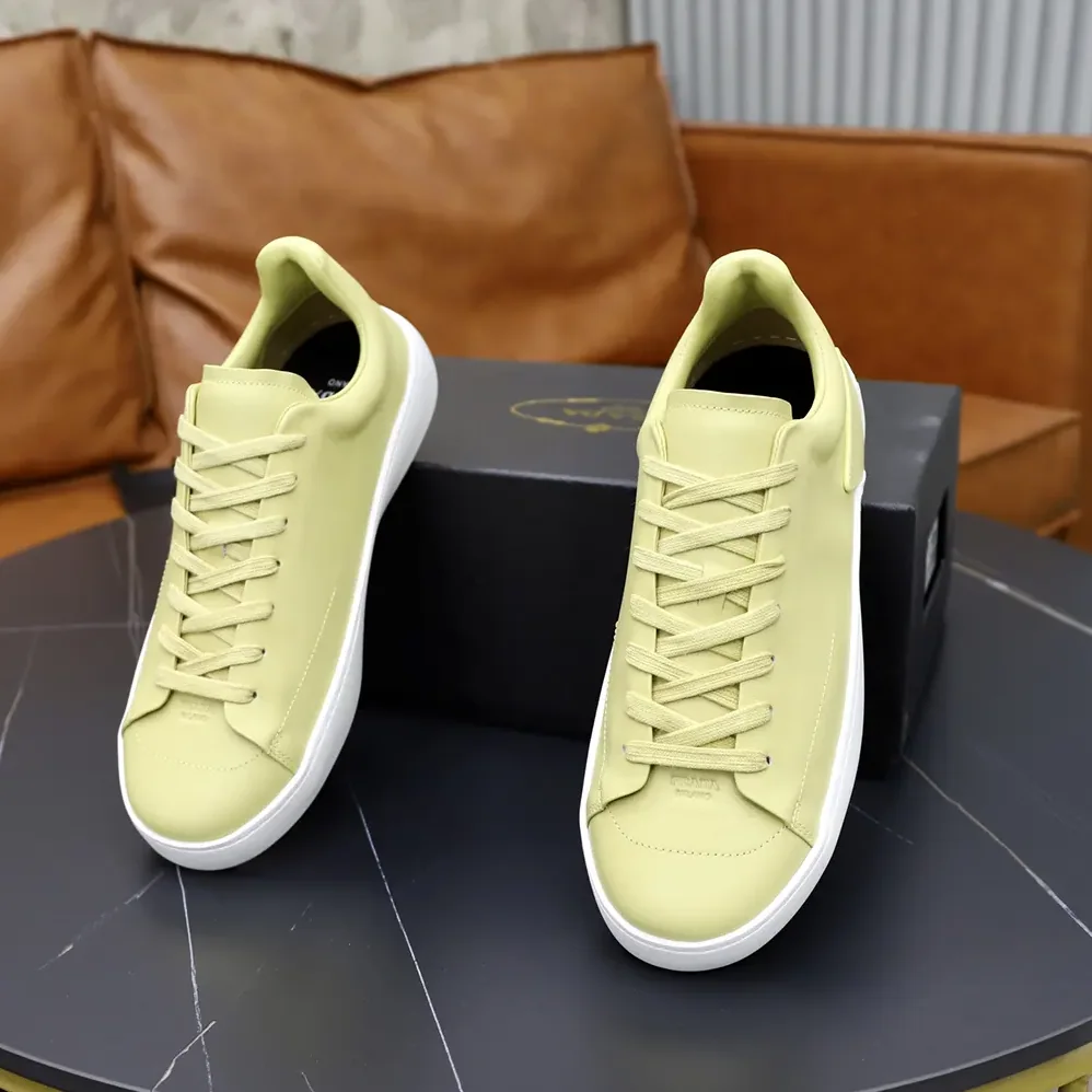 Prada Court Leather Sneakers for Unisex in Pineapple