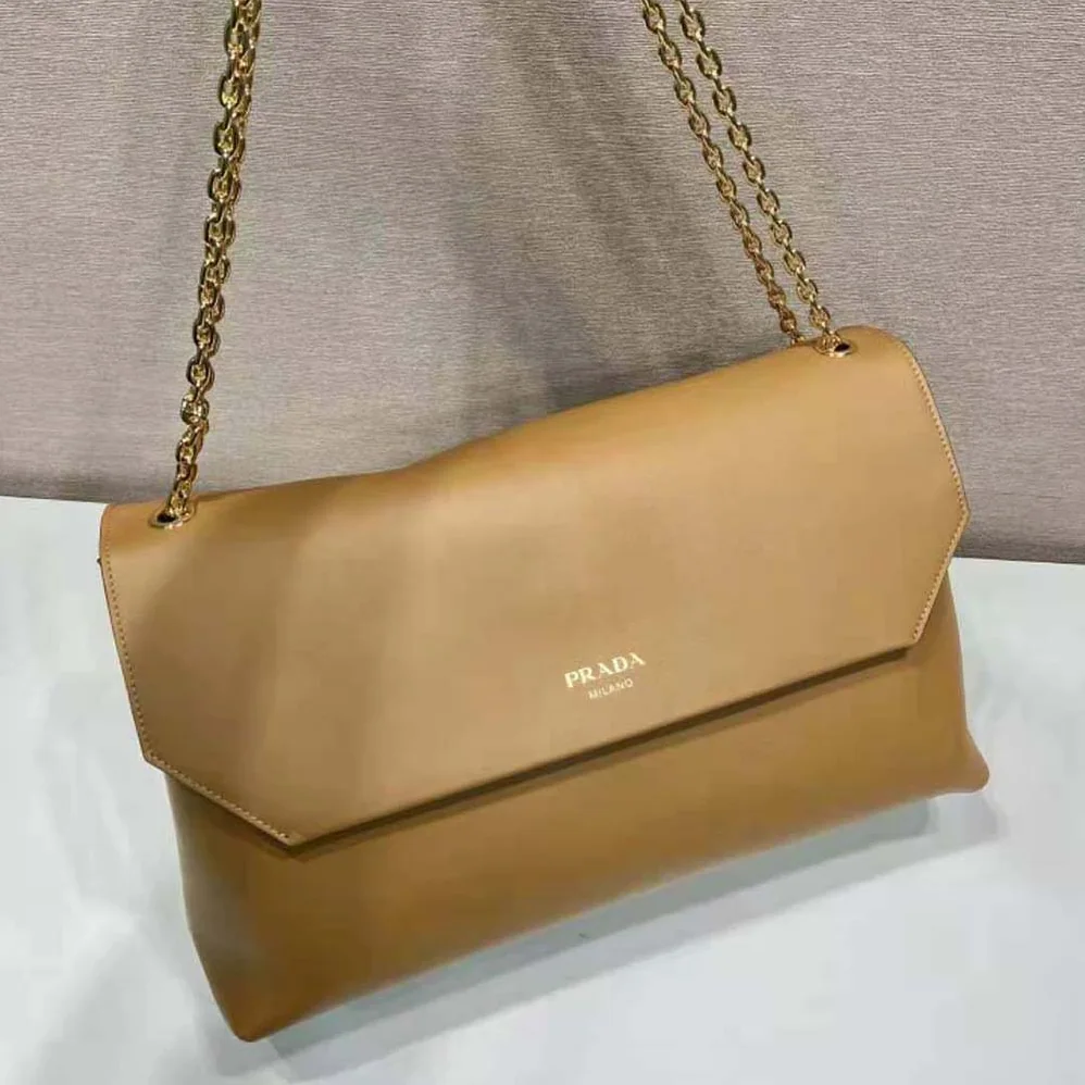 Prada Large leather Shoulder Bag for Women in Brown