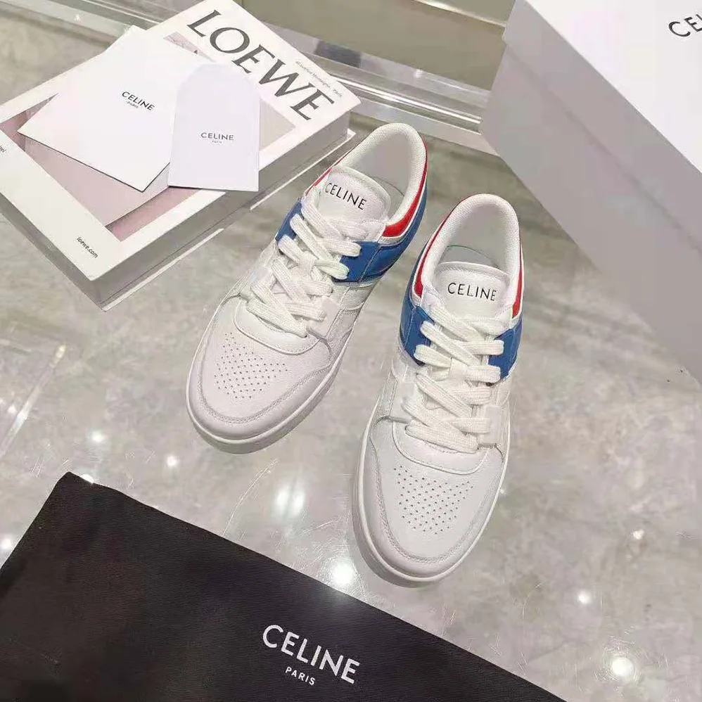 Celine Trainer Low Lace-up Sneaker in Calfskin for Women in Blue Celine Trainer Low Lace-up Sneaker in Calfskin for Women in Blue