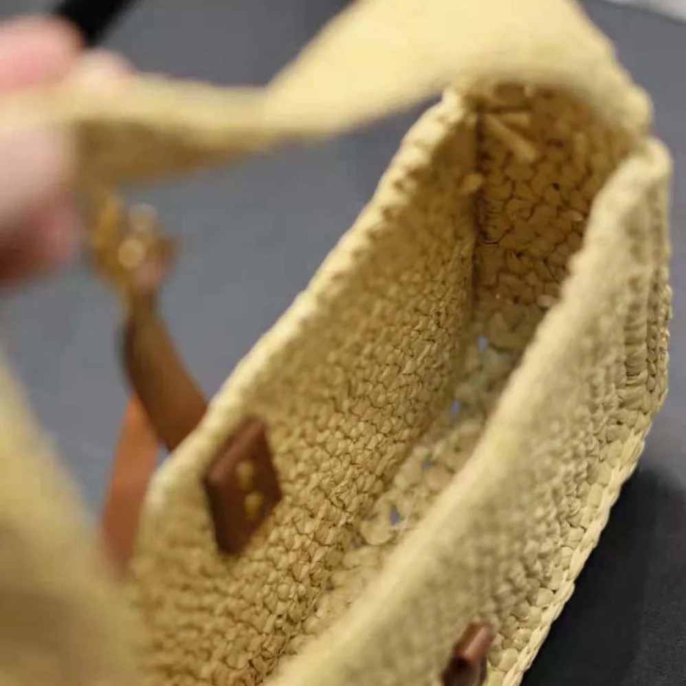 Saint Laurent YSL Le 5 à 7 Mini in Raffia for Women in Natural