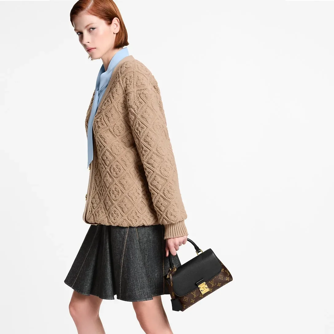 Louis Vuitton Madeleine BB Top Handle Bag in Black Monogram Gold Hardware