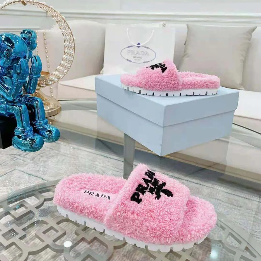 Prada Terry Cloth Slides for Women in Pink