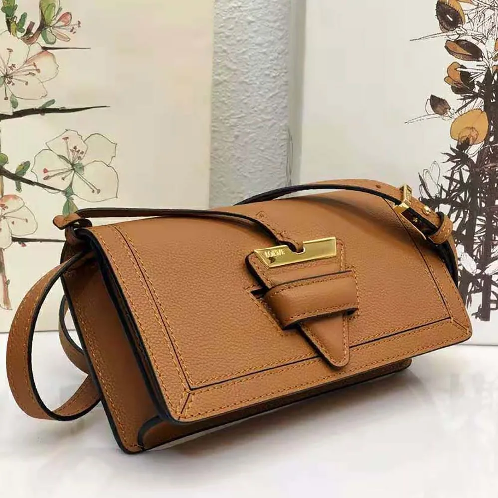 Loewe Mini Barcelona Soft Bag in Soft Grained Calfskin for Women in Brown