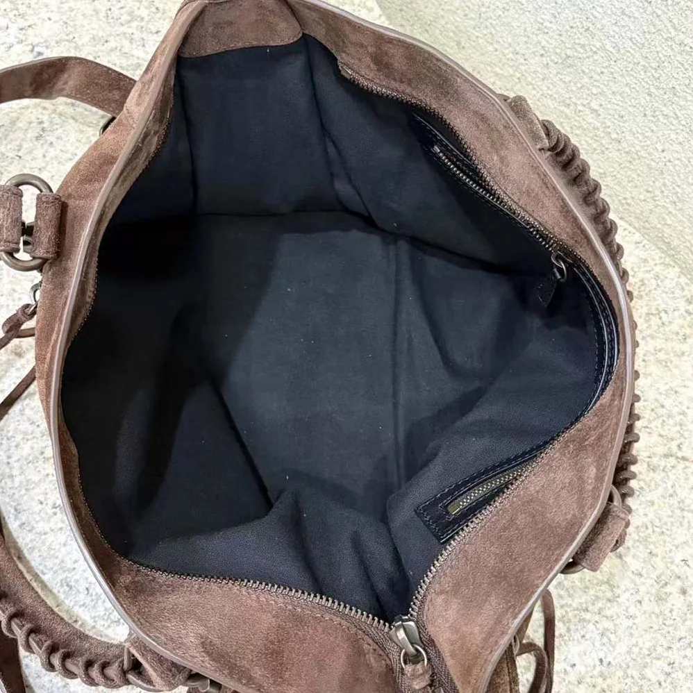 Balenciaga Le City Bag Large in Light Espresso Waxed Suede Calfskin for Unisex