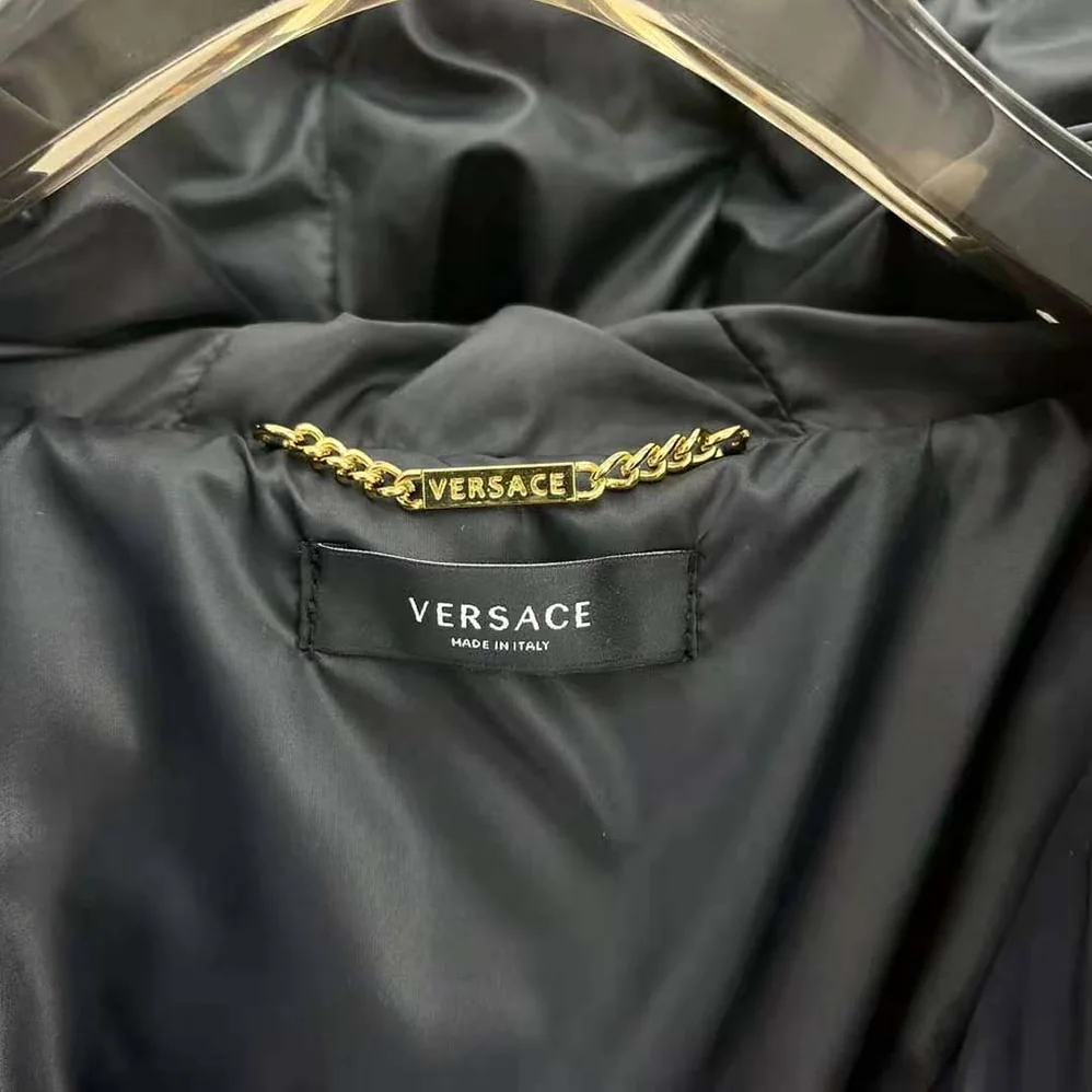 Versace Logo Puffer Jacket for Women in Pink Versace Logo Puffer Jacket for Women in Pink