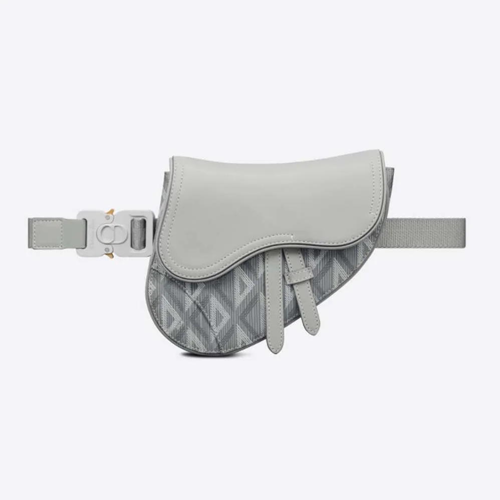 Dior Mini Saddle Bag Dior Gray CD Diamond Canvas and Smooth Calfskin for Men