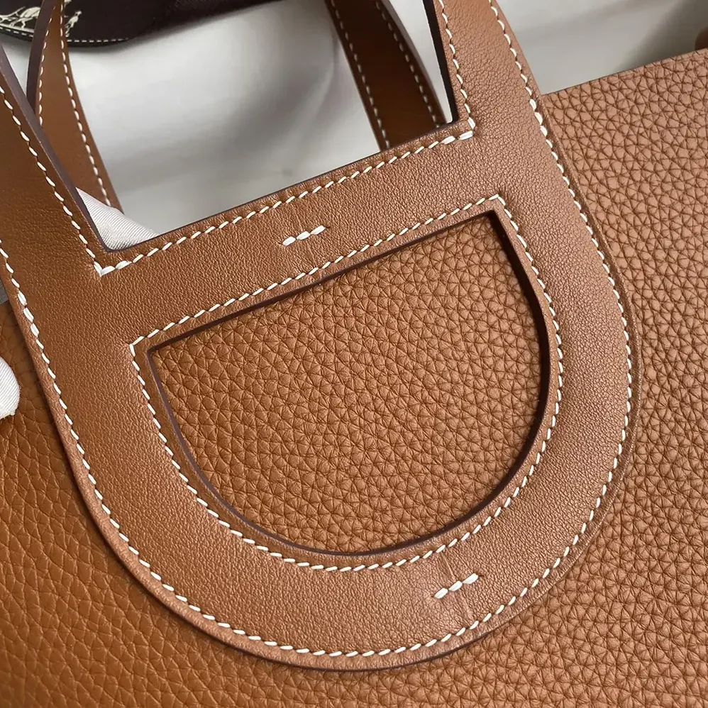 Hermes In the Loop 18 Handbag Clemence Leather for Women in Brown/Gold