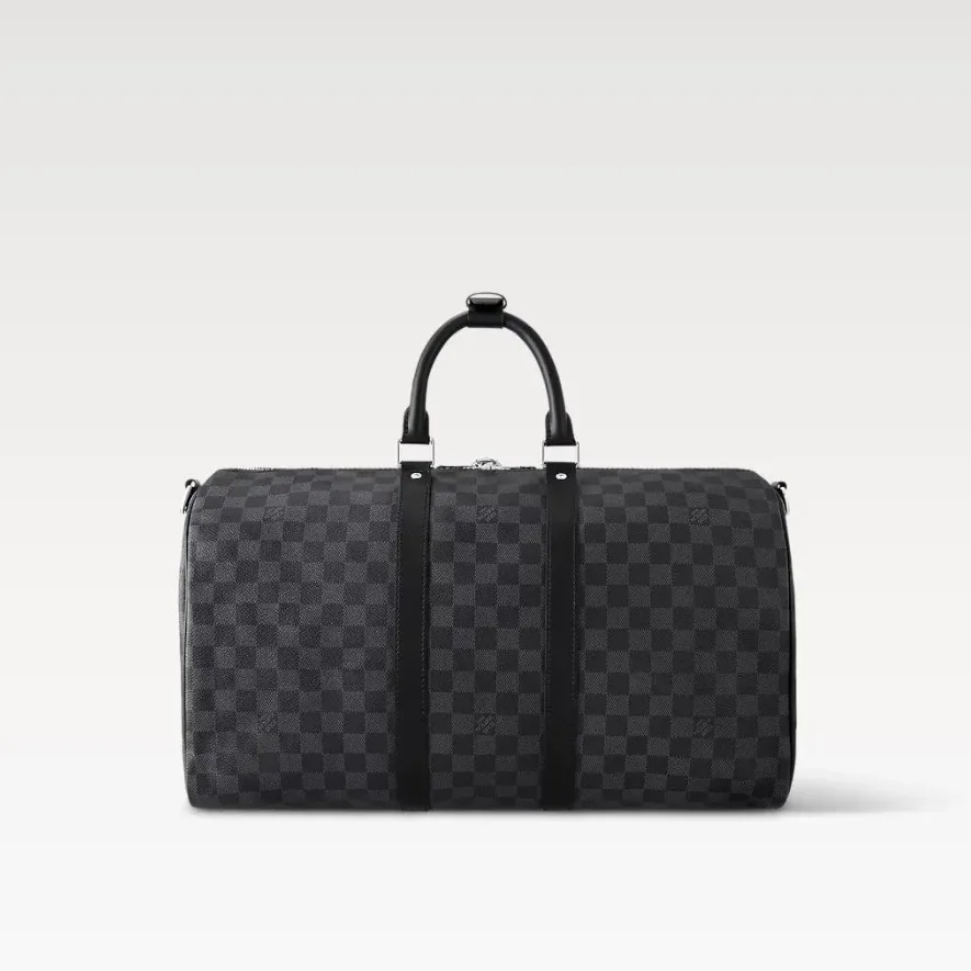 Louis Vuitton Keepall Bandouliere 45 Travel Bag / Black Damier Graphite Silver Hardware