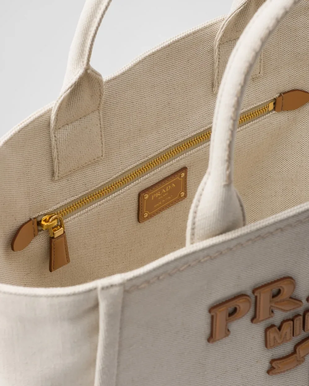 Prada Large Linen Blend Tote Bag Light Beige / 1BG473_2DLI_F0018_V_OHO