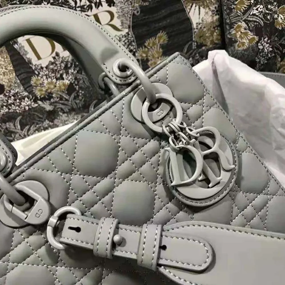 Dior Lady Dior my Abcdior Bag Gray Ultramatte Cannage Calfskin for Women